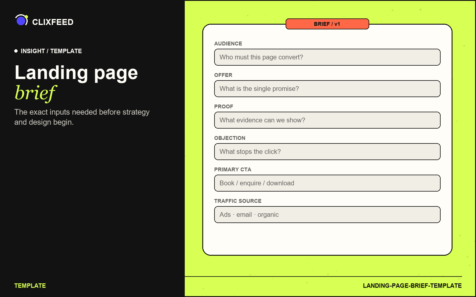 Landing page brief template cover